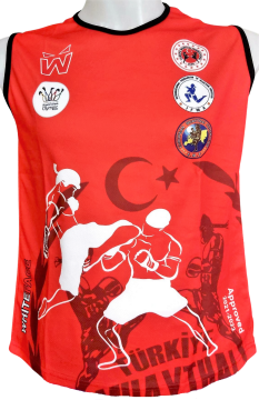 WHİTEFACE MUAY THAİ MÜSABAKA ATLETİ  (SIFIR KOL TİŞÖRT) (KIRMIZI)