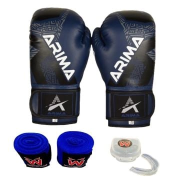 ARIMA Force Boks Eldiveni+ Boks Bandaj+ Dişlik Seti(MAVİ)