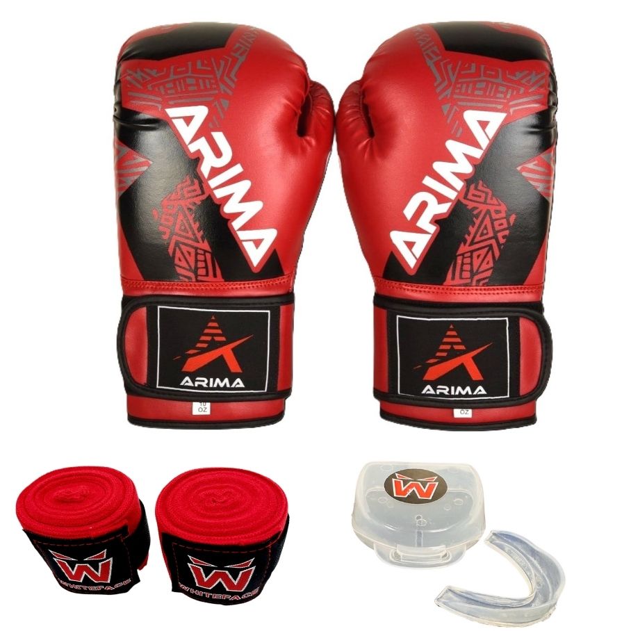 ARIMA Force Boks Eldiveni+ Boks Bandaj+ Dişlik Seti(KIRMIZI)