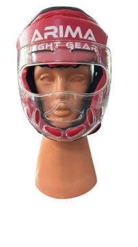 ARIMA Boks-Kickboks Yüz Maskeli(mika) Kask AR10079 KIRMIZI