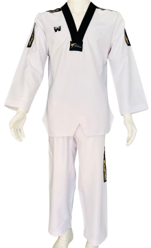 Whiteface Fighter Profesyonel Siyah Yaka Taekwondo Elbisesi (Dobok)